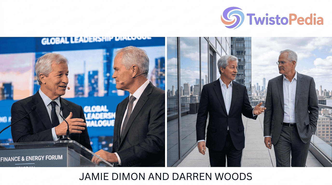 Jamie Dimon and Darren Woods